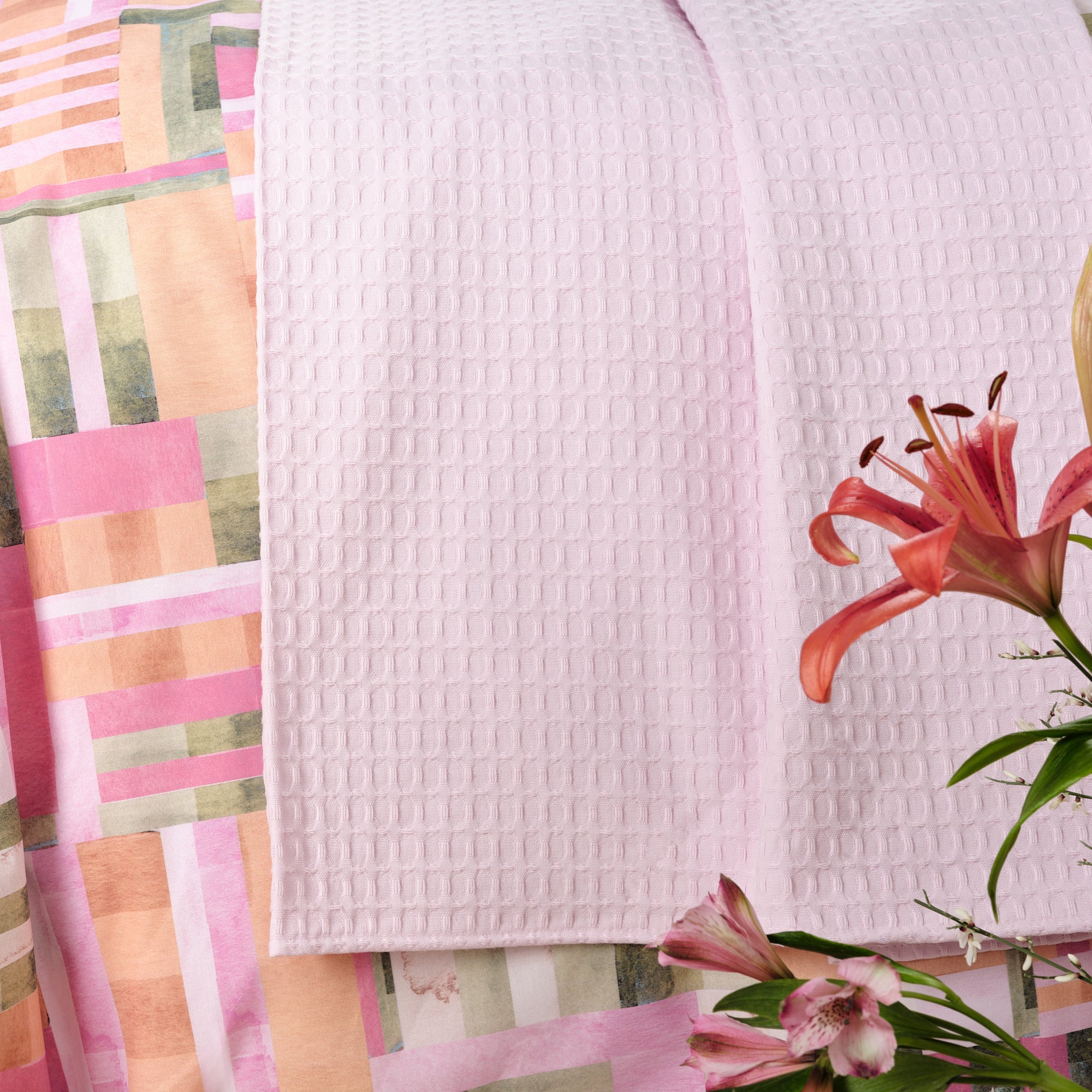 Plaid Gaufré 100% coton Bois de Rose